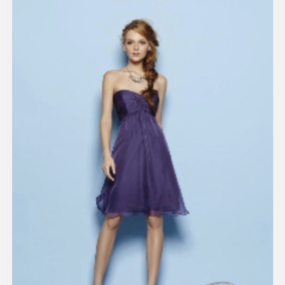 Jasmine B2 Strapless Purple Chiffon Dress